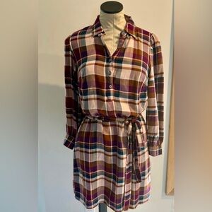 LOFT Flannel Plaid Long Sleeve Dress